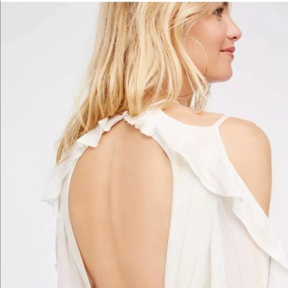 ❤️ SALE ❤️ Free People NWT RARE "The Huxley" Maxi Dress, White Gold Metallic - Picture 4 of 15